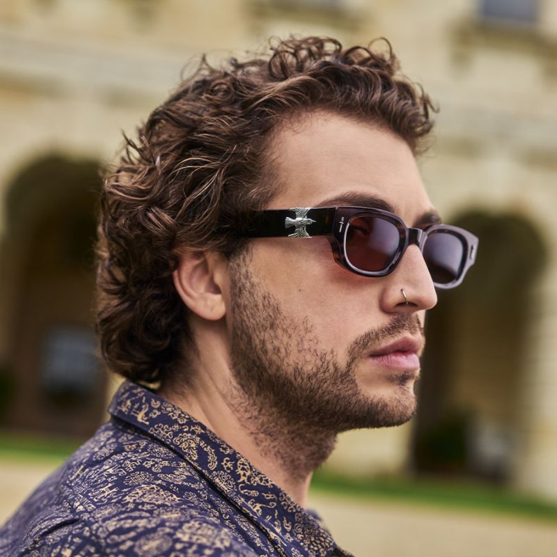 The Great Frog Soaring Eagle Rectangle Sunglasses-Havana