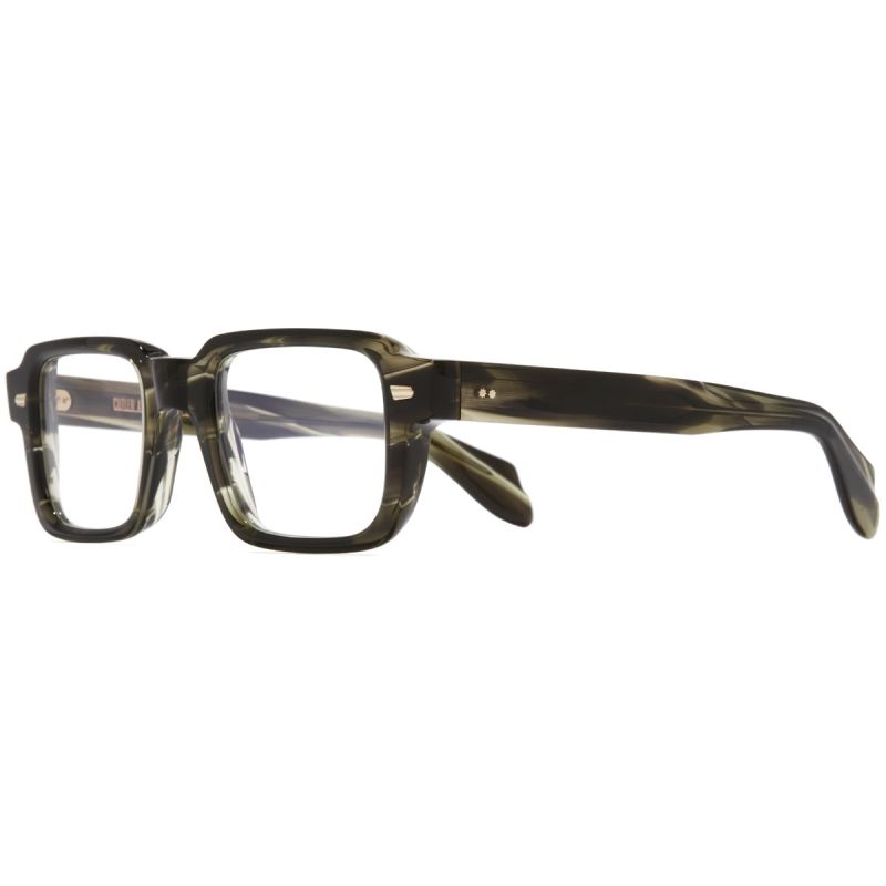 1393 Optical Square Glasses-Striped Green Havana