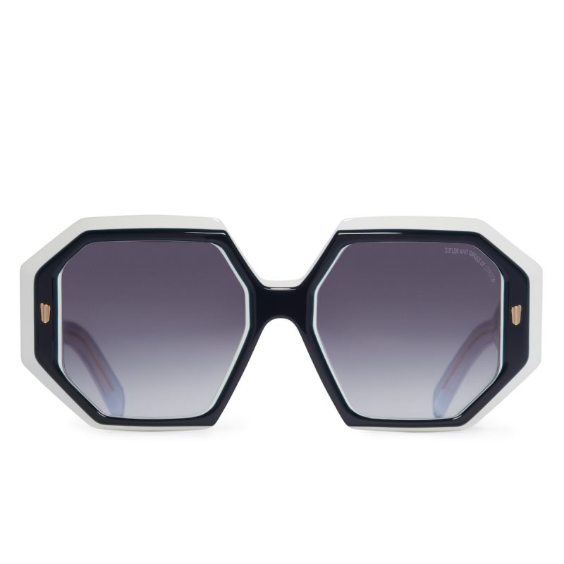 9324 Colour Studio Square Sunglasses-Blue on White