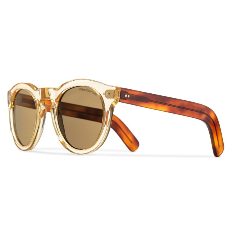 0734 Round Sunglasses-Crystal Dark Yellow