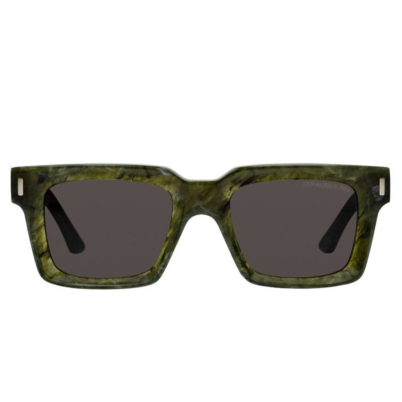 1386 Square Sunglasses-Emerald Marble